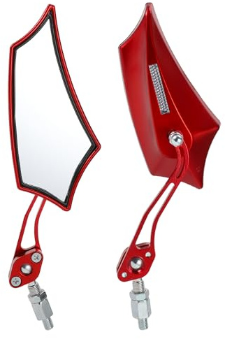 REPAIROCK 1 Satz Motorrad-Rückspiegel Lenkerenden-Seitenspiegel Halterung Universal Einstellbar Aluminiumlegierung Kunststoff Rot M10 M8 Prismatische Form