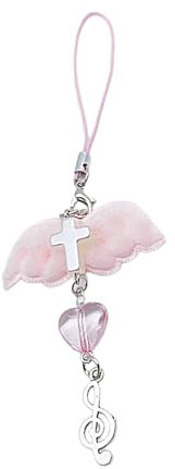 NONGYU Wing Phone Charmchain Phone Straps Chain Charm with Heart Pendant Stylish and Practical Accessory