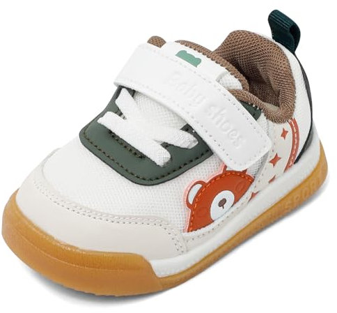 LACOFIA Scarpe Neonato Scarpine Primi Passi Bambino Sneakers Traspirante Bimbo con Suola Gomma Antiscivolo Bianco 23 EU(Etichetta 21)
