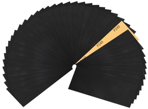 Sruhrak 30 Pieces Sandpaper 9.3 x 23 cm Waterproof Sanding Paper 240 Grits Sanding Sheets Set for Wood Metal Automotive Plastic Surface Preparation