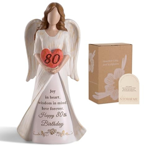 Storieme 80th Birthday Gifts for Women: 80 Years Old Birthday Gift for Mum Grandma Unique Woman Angel Figurine Decorations Ornament (7.5/19cm)