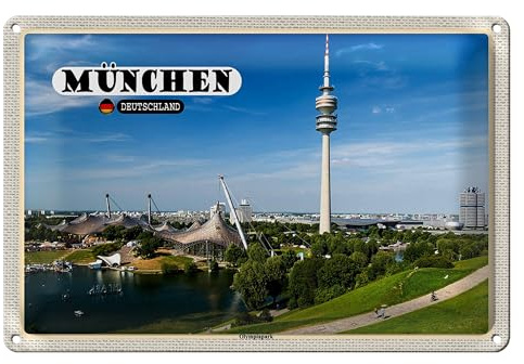 München Blechschild | Olympiapark | Deutschland Souvenir | 18 cm x 12 cm