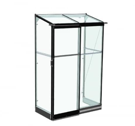 Atoutloisir.com Halls Serre adossée Qube Lean-to en Verre trempé avec Base 0.80m², Couleur Noir, Descentes de gouttières Oui