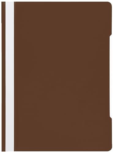 Conipa® 25 x Schnellhefter Braun DIN A4 (Set) mit Beschriftungsfeld PP-Kunststoff (Plastik) - Hefter & Mappe für Schule & Büro (stabil) - Heft-Mappen Organisation (PVC-frei) transparentes Deckblatt