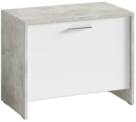 Riess Ambiente Moderner Schuhschrank BENNO - 60cm - weiß grau - Beton-Optik - Schuhkipper Hocker Flur