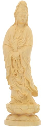 MAGICLULU 2 Stück Guan Yin Figur, 12CM Holz Guan Yin Statue for Buddhisten | Handgeschnitzt Spirituelle Guan Yin Avalokiteshvara Skulptur Feng Shui Deko, Mini Buddha Figur Klein Zen, for Yoga Meditation