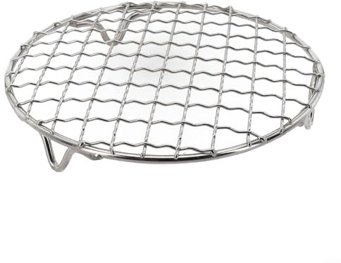 Grille de cuisson ronde en acier inoxydable pour barbecue, avec pieds, grille de cuisson, pour cuisson en plein air, cuisson à la vapeur, barbecue (35 cm)