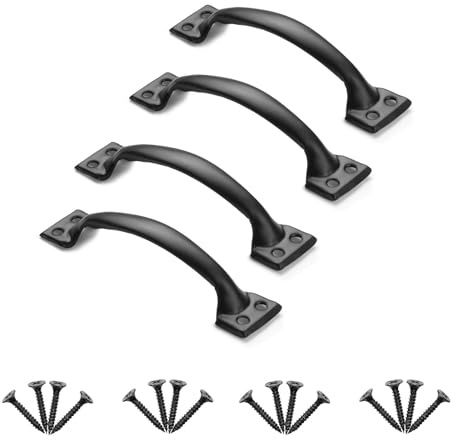 VEVOR Barn Door Handle, 4Pcs 6.5 in Rustic Fence Gate Handle, Rust-Resistant Coating, Heavy Duty Carbon Steel Outdoor Gate Handles, Easy to Install, Metal Sliding Door Pulls for Garage Shed Pantry