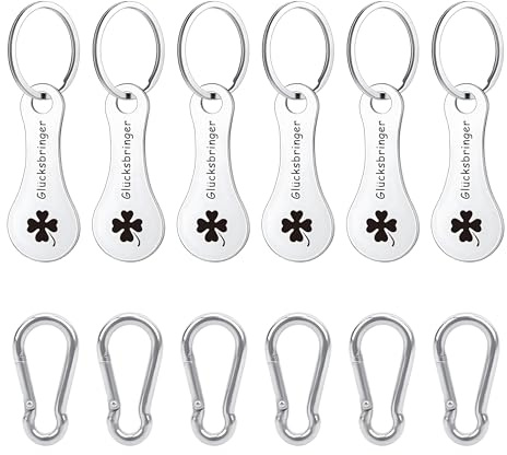 6 Stück Einkaufswagenlöser Schlüsselanhänger Metall Chip Puller Karabiner | Einkaufswagenchip Rausziehen, Glücksbringer Einkaufschip, praktisch robust, Metalllegierung,anhänger schlüssel