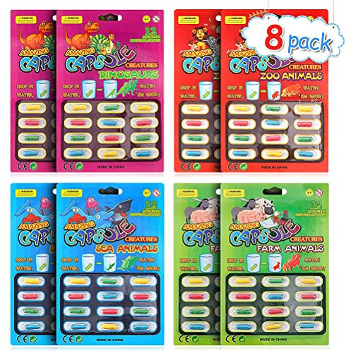 ASHATA Amazing Grow Capsules Fascinant Lot de 8 Capsules de Dinosaures Marins pour Animaux en Croissance pour Fournitures de Fête, Récompenses de Motivation, Fête sur Le Thème du Zoo (Colorful)