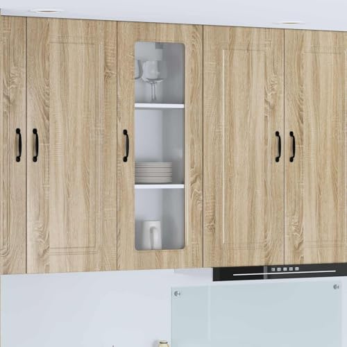 Owoxanthellate Sonoma Oak Kitchen Cabinet 40 x 31 x 100 cm Tall Pantry Cupboard with 3 Shelves Modern Storage Unit for Organised Kitchens