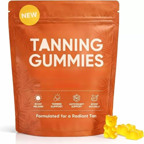 Gummies de bronzage pour la peau – Bronzage foncé rapide et éclat bronzant, peau saine et radieuse, soutien à la vitalité et hydratation, végétalien et sans sucre