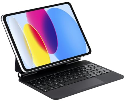 Seagtigau Deutsches QWERTZ Magic Keyboard Case für iPad 11. Generation A16, 11 Zoll & iPad 10. Gen 10,9 – magnetische Tastaturhülle mit Trackpad und 7‑farbigem Backlight