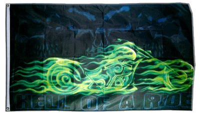 Flagge Totenkopf Biker Hell of a Ride - 90 x 150 cm