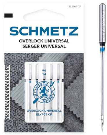 SCHMETZ | 5 Nähmaschinennadeln | Overlock Universal | ELX705 CF/SY 2022 | Nadeldicke 90/14 | Hinweis: Überprüfen Sie das empfohlene Nadelsystem in der Bedienungsanleitung