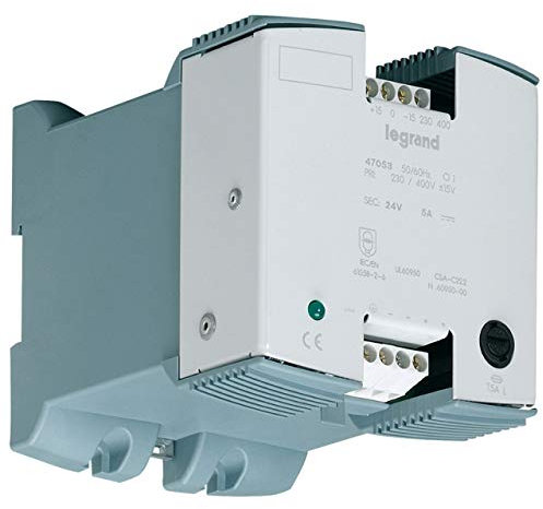 Legrand 047053 Alimentation Redressée non Filtrée Monophasée Entrée 230V à 400V et Sortie 24V Redressé, 120W, 5A