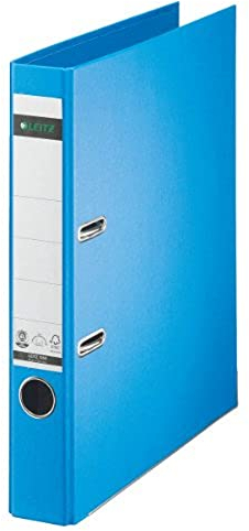 Leitz Qualitäts-Ordner 180°, A4, schmal, 5,2 cm Rückenbreite, Spezialpapierkaschierung in Leinenprägung, Blauer Engel, Hellblau, 10080030
