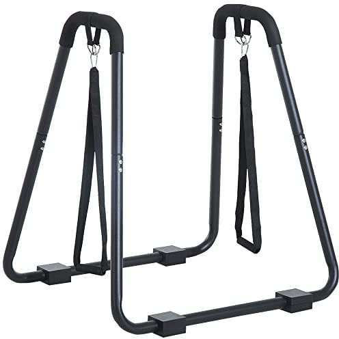 HOMCOM Dipstation Dip Ständer Barren Dips mit Schlingentrainer, Stahl, Schwarz, 90x81x92,5cm