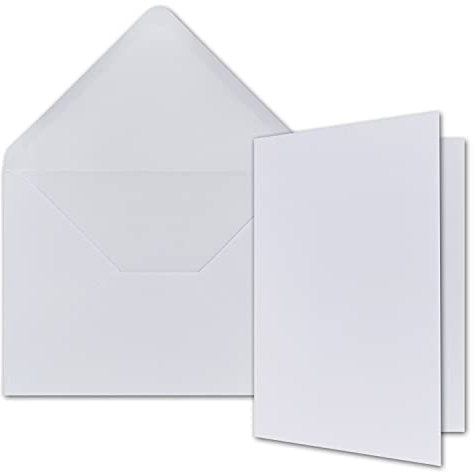 FarbenFroh by GUSTAV NEUSER A5 Doppelkarten Set inklusive Briefumschläge - 100er-Set - Blanko weiße Einladungskarten in Hochweiß - Faltkarten mit Umschlägen