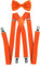 axy Herren Hosenträger mit Fliege - 4 Starken Clips X-Form (Orange (Hosenträger Breit 2,5cm))