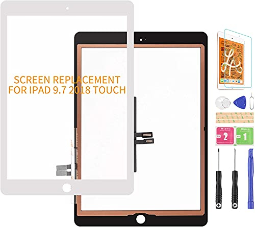 srjtek Touchscreen Ersatz für iPad 2 (9,7 Zoll) 2018 iPad 6 6. Generation A1893 A1954 Touchscreen Digitizer Glas Montagesets (ohne Home-Taste) + vorinstallierter Kleber + Werkzeug
