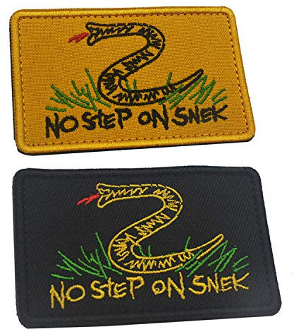 LanXin 2 Stücke No Step On Snek Stickerei Patch militärische Moral Patch Taktische Emblem Abzeichen Applikationen Gestickte Aufnäher - Haken und Schleife Verschlüsse Patches Sichern