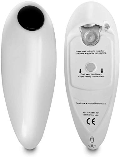 YUET Elektrischer Dosenöffner Konservenöffner Büchsenöffner mit Start & Stopp Funktion, glatte Kanten Ergonomisch Handfreundlich ideal für Menschen mit Arthritis, kompaktes kabelloses Design, Weiß