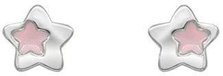 Turmalina - Pendientes bebe niña de Plata de Ley 925, pendientes de esmalte rosa con motivo de mariposa o estrella, tamaño de 7 x 4, de la marca de joyería Turmalina by Martina (Estrella rosa)