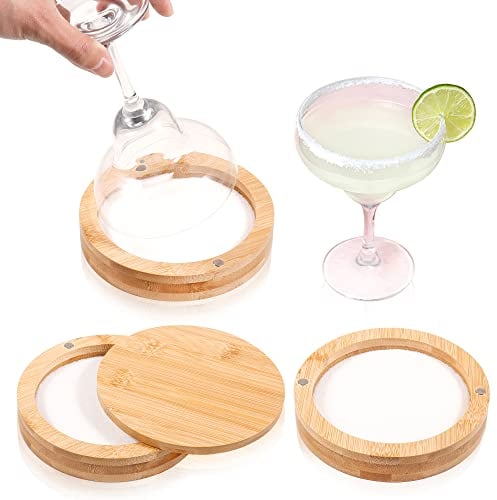 DI QIU REN Bamboo Margarita Salt Rimmer with Magnetic Swivel Lid - Cocktail Glass Rimmer - Bartender Tool Salt Box Spice Container
