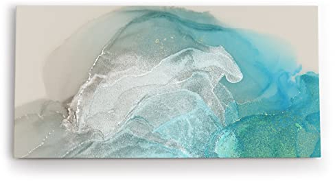 Paul Sinus Wandbild 120x60cm Abstraktes Bild Türkis Hellblau fließende Farben