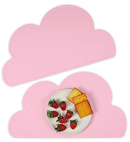 Relaxdays Platzdeckchen Kinder, 2er Set, Wolke, rutschfest, abwaschbar, Tischset Baby, B x T: 47,5 x 26,5 cm, Farbwahl