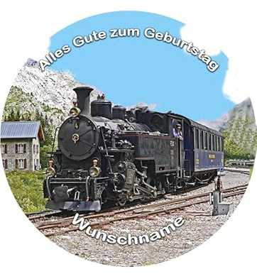 Tortenaufleger mit Wunschname, Lok, Eisenbahn, Dampflok, Geburtstag, Essbares Bild für Torten, Ø 20cm - Super Qualität,00454