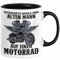 Motorradfahrer Geschenk Tasse Kaffee-Becher Motorrad Spruch Unterschätze Niemals Einen Alten Mann Auf Einem Motorrad Spruch Männer (Schwarz)