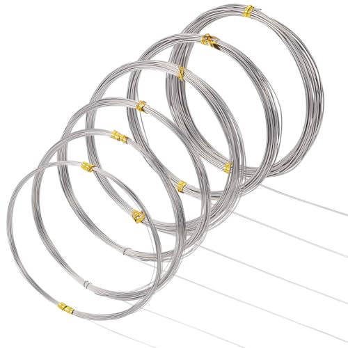 BENECREAT Alambre de Acero Inoxidable 316 de 60 m, 6 rollo de Alambre Redondo para Hacer Joyas, 0.3~0.8 mm Pequeño Alambre para Manualidades, Tallado, Arte, Fabricación de Joyas