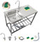 Fregadero Jardin Exterior Fregadero Comercial De Acero Inoxidable con Grifo Fregadero Cocina, Fregadero Industrial, con Escurridor, Para Restaurantes, Garajes, Lavanderías(75x40xH75cm)