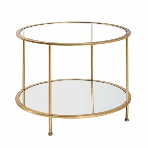 Paris Prix Table d'Appoint Ronde en Verre Alizée 60cm Or