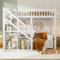 YGHQAP Etagenbett 90x200 Kinderbett Hochbett mit Lattenrost, Stauraum Regal Treppe, Kinderbett aus Holz mit Einfacher Kleiderschrank, Jugendhochbett, ohne Matratze, Weiß (90 * 200)