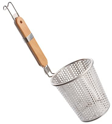 FUNOMOCYA Colador de Pasta Inoxidable Madera Escurridor Dumplings y Fideos de Fina