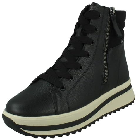 Rieker Ladies Leather Lace Up Dual Zip Fleece Lined Casual Boots W3870