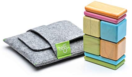 Tegu Magnetisches Holzbausteine mit Taschenbeutel - 8 Stück - Farbig