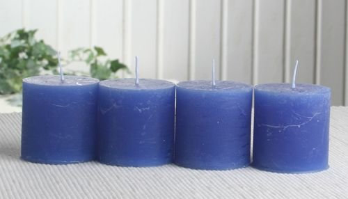 SET: 4x Rustik-Stumpenkerze, 5 x 5 cm ?, blau