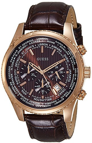 Guess Herren-Armbanduhr Analog Quarz Leder W0500G3