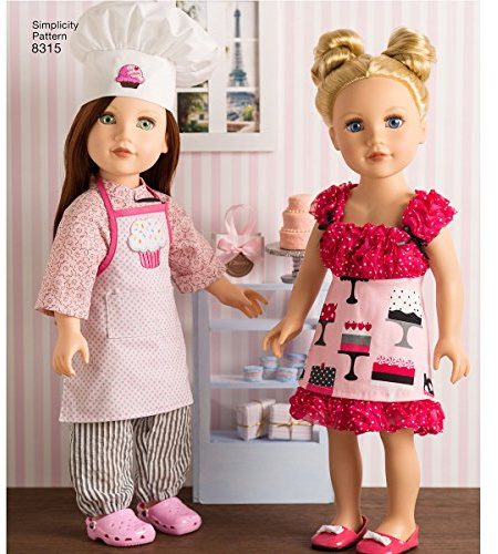 Simplicity Paper Pattern 8315OS (ONE Size) 18 Chef Doll Clothes, Paper White, 22 x 15 x 1 cm