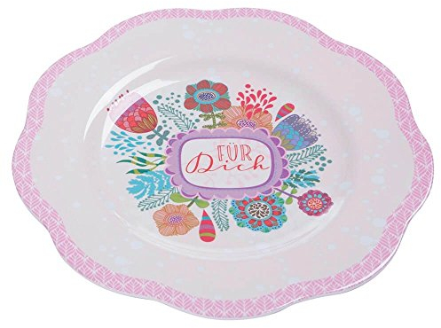 Overbeck and Friends Jule Melamin Teller rosa/pink/bunt 26 cm - Kindergeschirr Partygeschirr Valentinsgeschenk Muttertagsgeschenk lebenmittelecht spülmaschinenfest ohne BPA