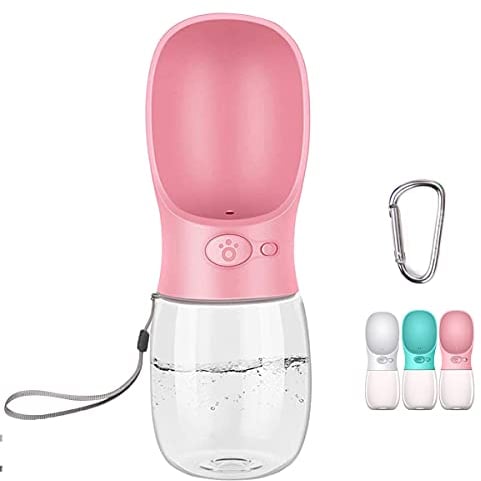 COTOP Portable Dog Water Bottle 350/550ml, Pet Water Dispenser Antibacterial Food Grade Leak Proof Dog Cat Travel Drink Bottle Bowl, Pet Outdoor Drinking Cup Dog Gift (350ml, Pink)