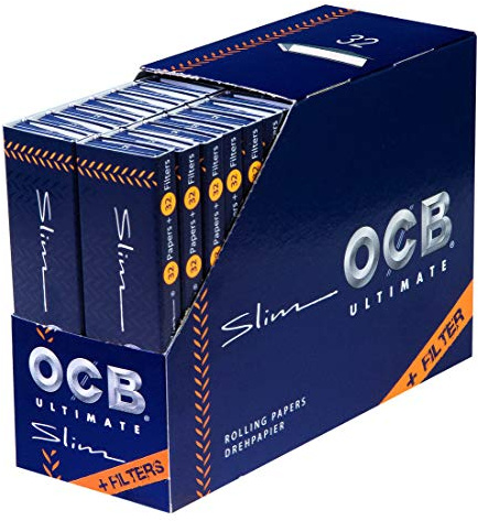 OCB Ultimate ultradünne Papers+Tips King Size Slim Blättchen 2 Boxen (64 Heftchen)