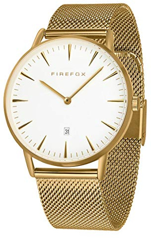 FIREFOX Damenuhr Passion analog Quarz Edelstahl vergoldet Milanaise Mesh Armband Zifferblatt weiß 5 ATM wasserdicht FFPL02-040
