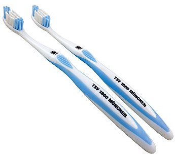 TSV 1860 München 2er-Set Zahnbürsten, Weiß/Hellblau, Offizielles Lizenzprodukt