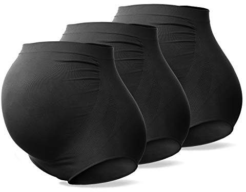 SUNNYBUY sous-vêtements Grossesse Taille Haute pour Femme Enceinte sans Couture Douce Culotte Hipster sur Le Ventre Noir Lot de 3 L, Noir, Lot de 3, L