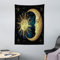 ABAKUHAUS Psychedelisch Wandteppich, Mond und Sonne im antiken Stil Lunar Mythos Astrologie Kunstdruck, aus Weiches Mikrofaser Stoff Wand Dekoration Für Schlafzimmer, 110 x 150 cm, Petrolblau Gelb
